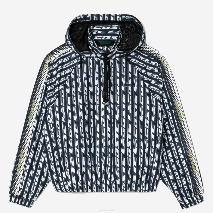 Lacoste Oversized Hooded Track Jacket 646T2437 Black Blue White ZI8 Women