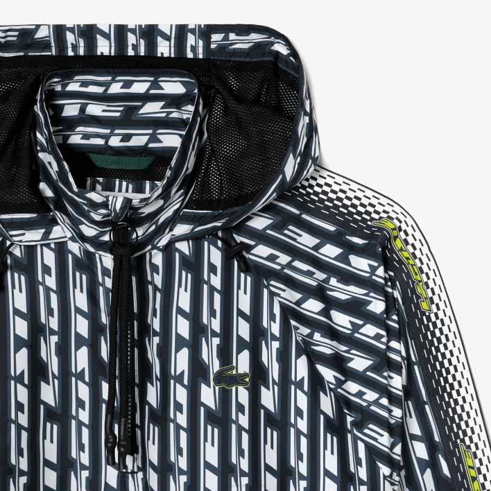 Lacoste Oversized Hooded Track Jacket 646T2437 Black Blue White ZI8 Women