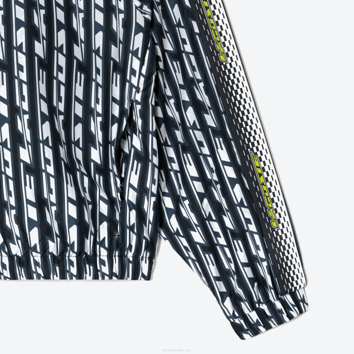 Lacoste Oversized Hooded Track Jacket 646T2437 Black Blue White ZI8 Women