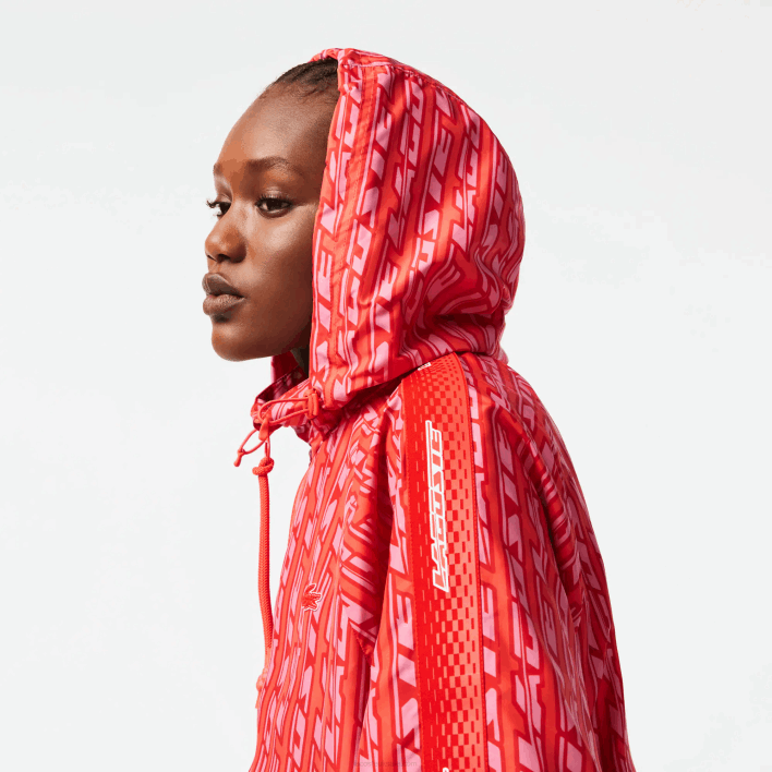 Lacoste Oversized Hooded Track Jacket 646T2438 Orange Red Pink ZI1 Women