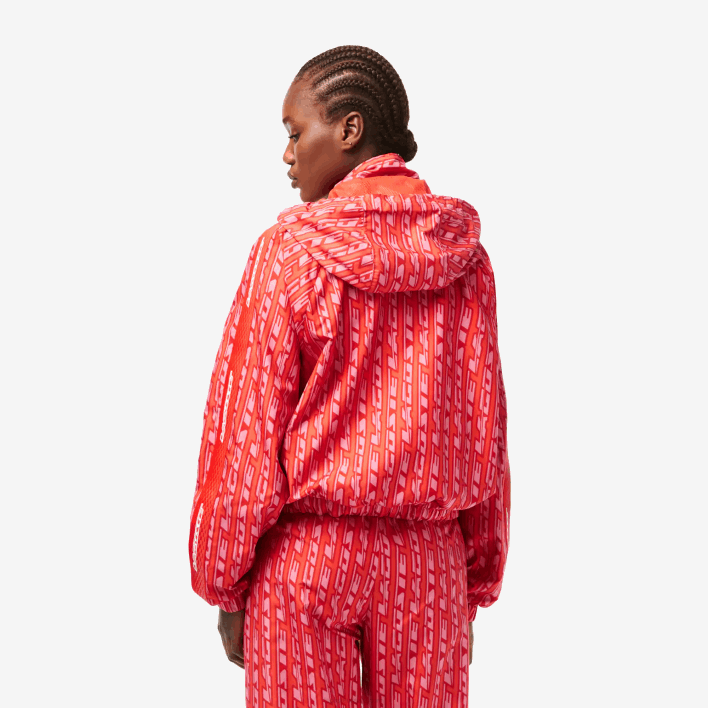 Lacoste Oversized Hooded Track Jacket 646T2438 Orange Red Pink ZI1 Women