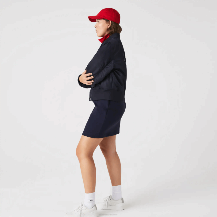 Lacoste Quilted Nylon Bomber Jacket 646T2623 Navy Blue HDE Women