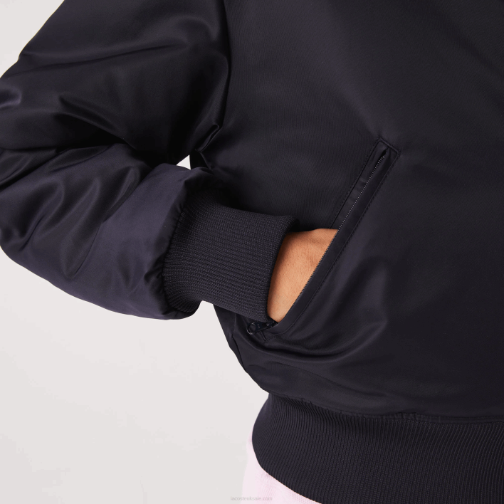 Lacoste Quilted Nylon Bomber Jacket 646T2623 Navy Blue HDE Women