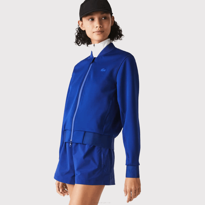 Lacoste Two-Ply Stretch Teddy Jacket 646T2625 Blue BDM Women