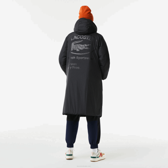 Lacoste Water-Repellent Reversible Long Jacket 646T2613 Black 031 Women