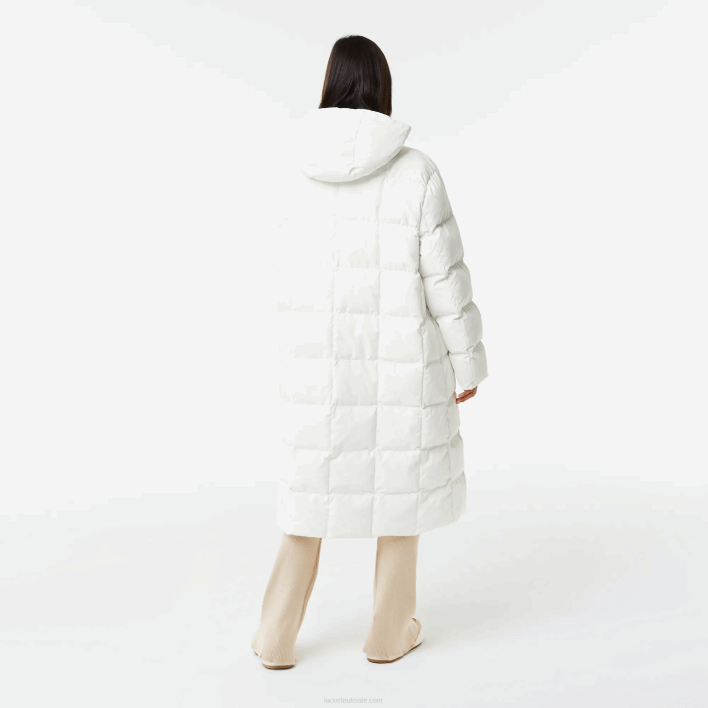 Lacoste Water-Repellent Reversible Long Jacket 646T2614 White 70V Women