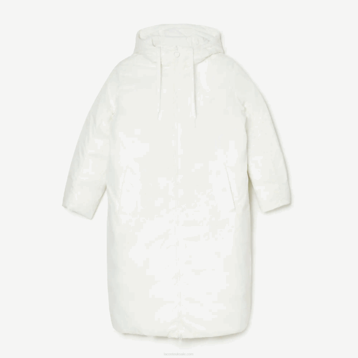 Lacoste Water-Repellent Reversible Long Jacket 646T2614 White 70V Women