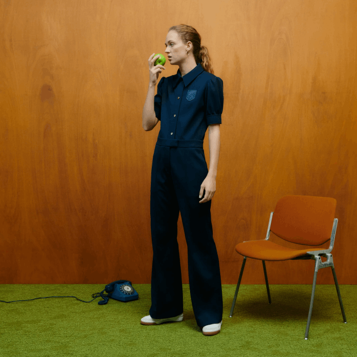 Lacoste x Goop Two-Ply Pique Jumpsuit 646T2666 Navy Blue 166 Women