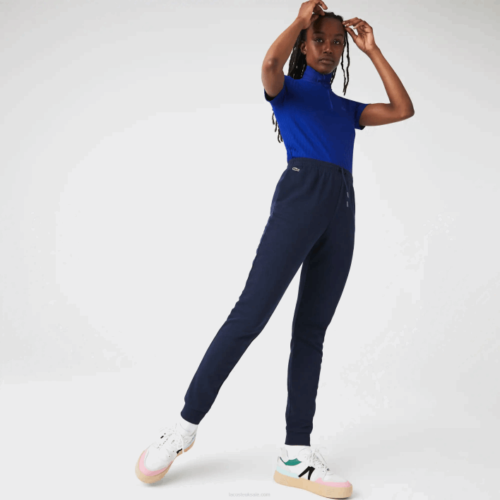 Lacoste Lightweight Fleece Jogging Pants 646T2593 Navy Blue 166 Women