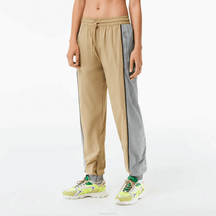 Lacoste Perforated Effect Track Pants 646T2427 Beige Grey 7JE Women