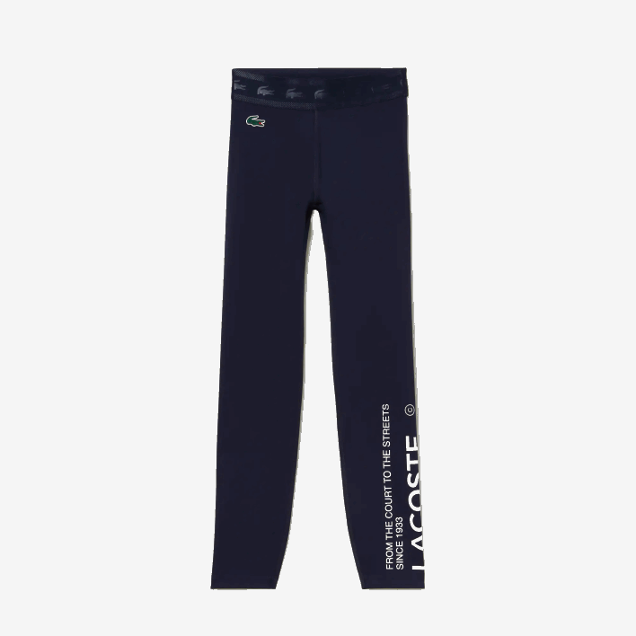Lacoste SPORT 7/8 Length Recycled Polyester Leggings 646T2408 Navy Blue 166 Women