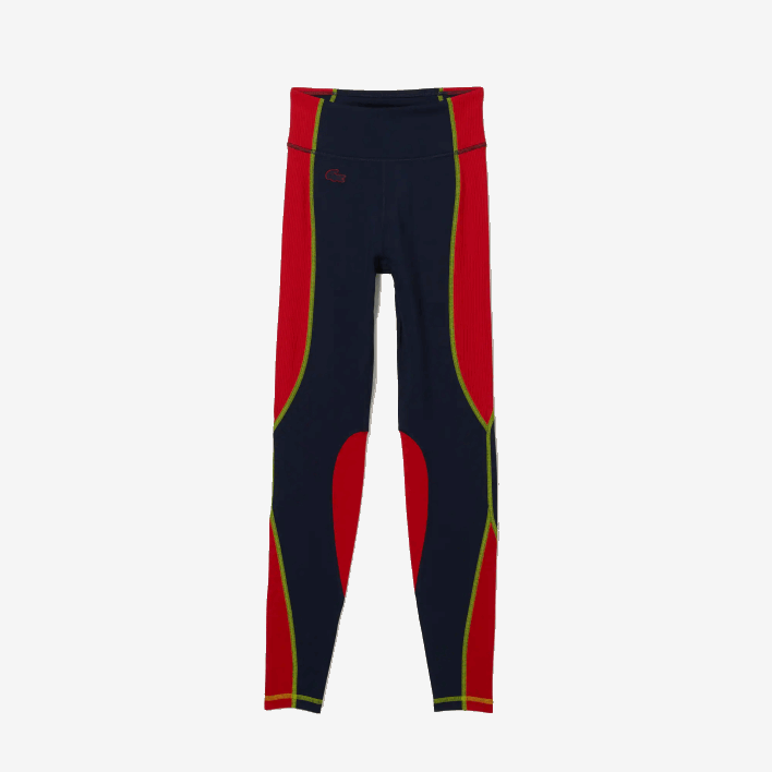 Lacoste SPORT Color-Block Knit Effect Leggings 646T2532 Navy Blue Red 4XH Women