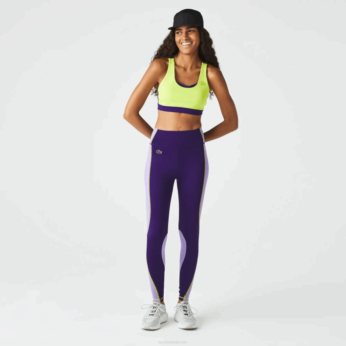 Lacoste SPORT Color-Block Knit Effect Leggings 646T2533 Purple 50W Women