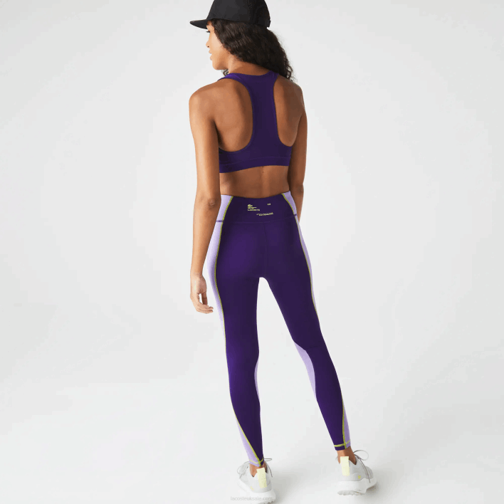 Lacoste SPORT Color-Block Knit Effect Leggings 646T2533 Purple 50W Women