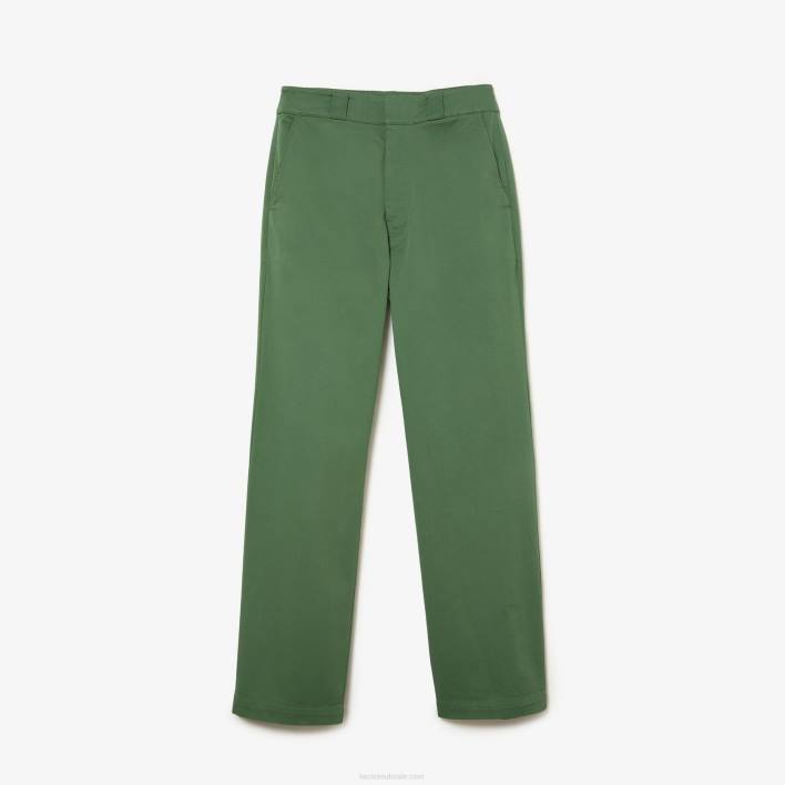 Lacoste Stretch Gabardine Pants 646T2457 Khaki Green KX5 Women