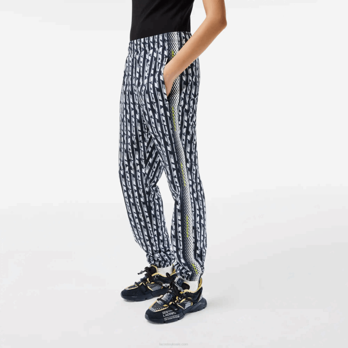 Lacoste Track Pants with Logo Print 646T2395 Black Blue White ZI8 Women