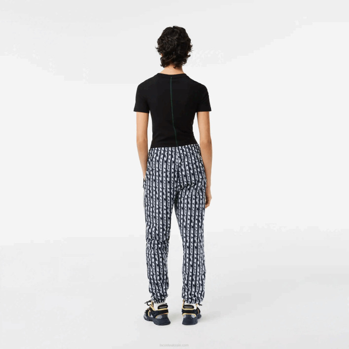 Lacoste Track Pants with Logo Print 646T2395 Black Blue White ZI8 Women