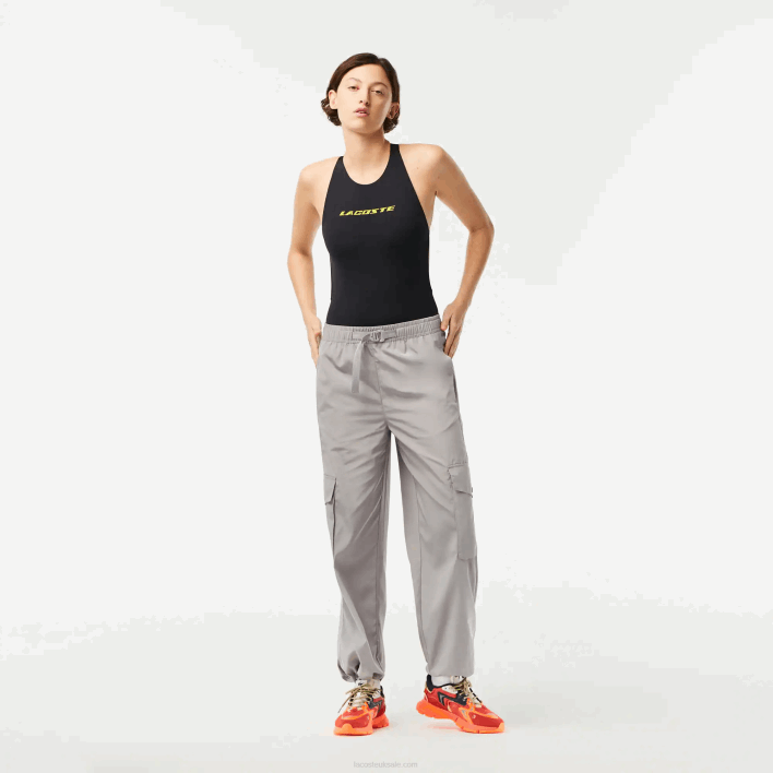 Lacoste Wide Leg Cargo Pants 646T2450 Grey KZW Women