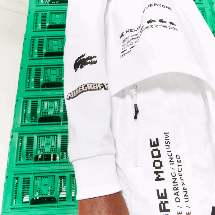 Lacoste LIVE x Minecraft Oversized Cotton Polo 646T2523 White 001 Women
