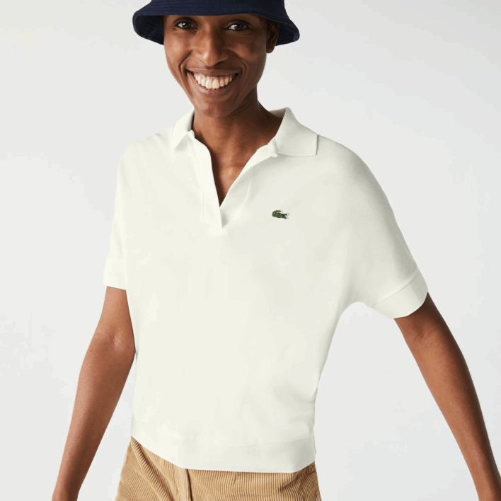 Lacoste Loose Fit Flowy Pique Polo 646T2462 White 70V Women