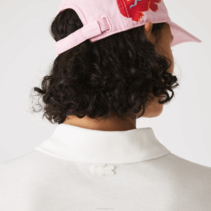 Lacoste Loose Fit Short Print Organic Cotton Polo 646T2525 White 70V Women