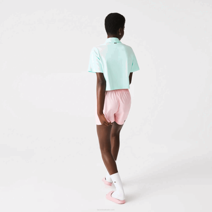 Lacoste Loose Fit Short Print Organic Cotton Polo 646T2526 Turquoise NRE Women