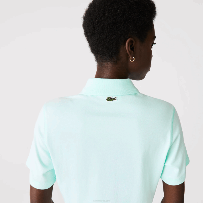 Lacoste Loose Fit Short Print Organic Cotton Polo 646T2526 Turquoise NRE Women