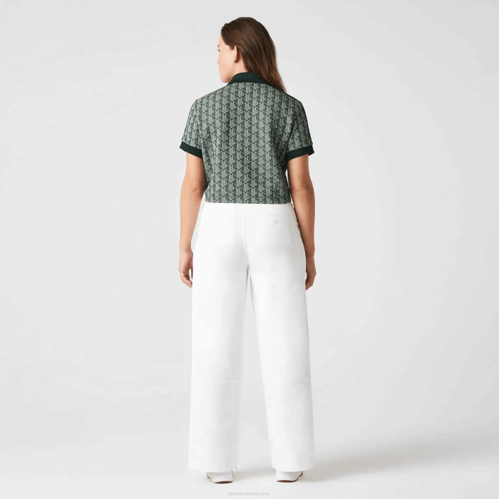 Lacoste Regular Fit Monogram Print Polo 646T2474 Green Beige 7M4 Women