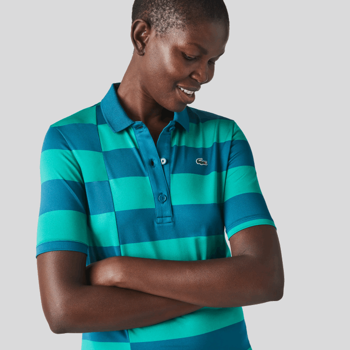 Lacoste SPORT Striped Jersey Golf Sweater 646T2489 Green KXD Women