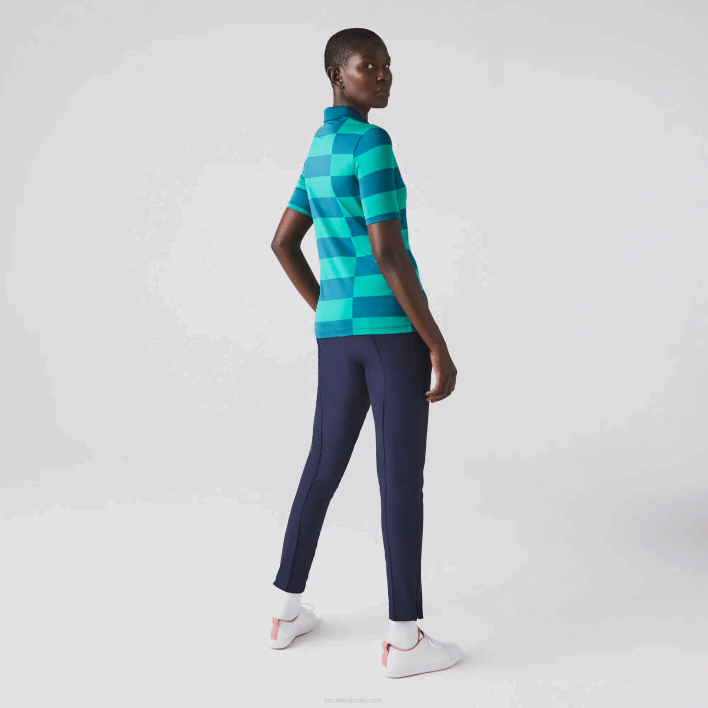 Lacoste SPORT Striped Jersey Golf Sweater 646T2489 Green KXD Women