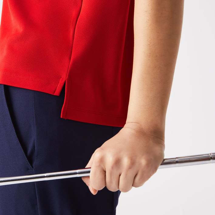 Lacoste SPORT Zip Collar Golf Polo 646T2465 Red Bordeaux Z50 Women