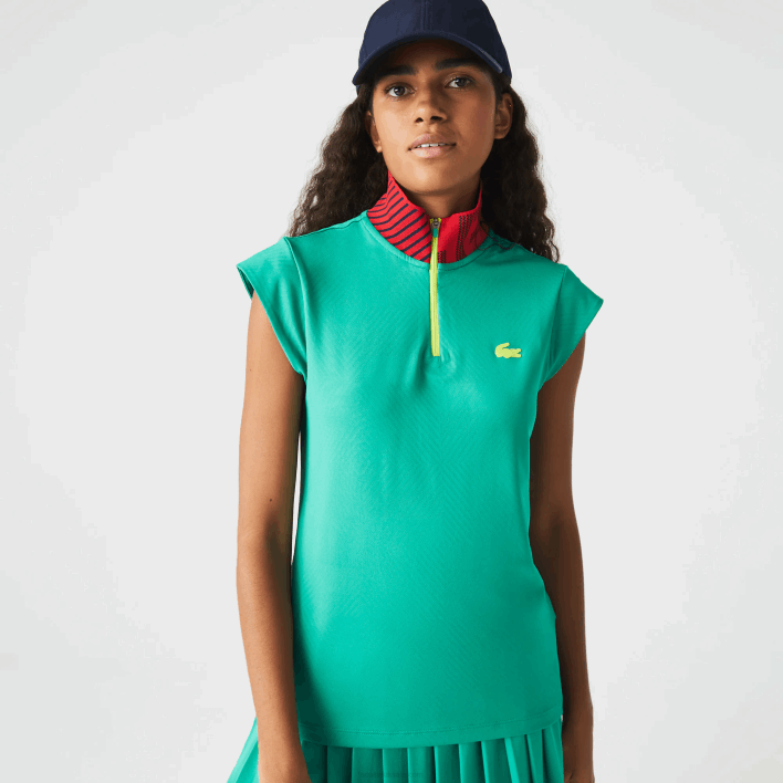 Lacoste SPORT Zip High-Neck Tennis Polo 646T2500 Green Navy Blue Red SR9 Women