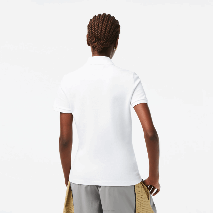 Lacoste Slim Fit Stretch Cotton Pique Polo 646T2468 White 001 Women