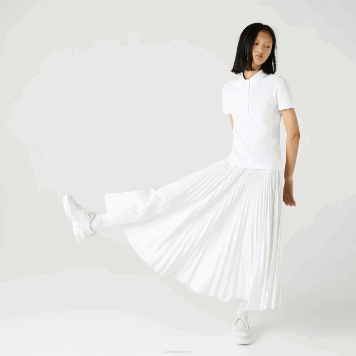 Lacoste Slim Fit Stretch Cotton Pique Polo 646T2468 White 001 Women