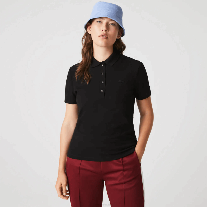 Lacoste Slim Fit Stretch Cotton Pique Polo 646T2469 Black 031 Women