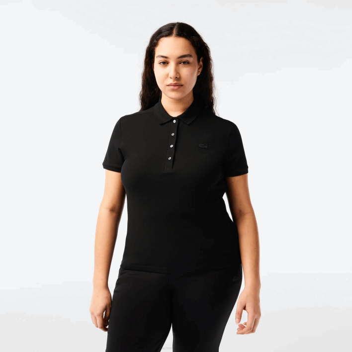 Lacoste Slim Fit Stretch Cotton Pique Polo 646T2469 Black 031 Women