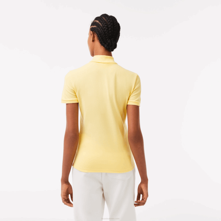 Lacoste Slim Fit Stretch Cotton Pique Polo 646T2486 Yellow 107 Women