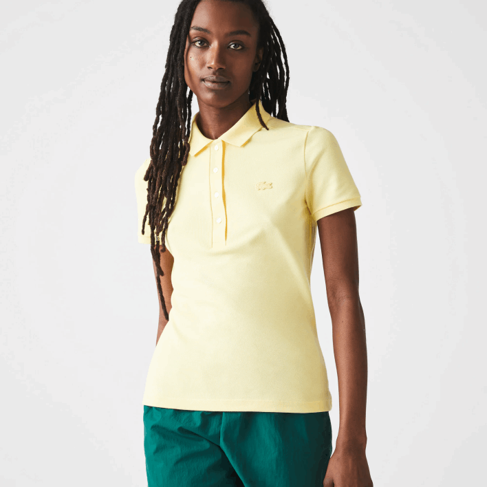 Lacoste Slim Fit Stretch Cotton Pique Polo 646T2486 Yellow 107 Women