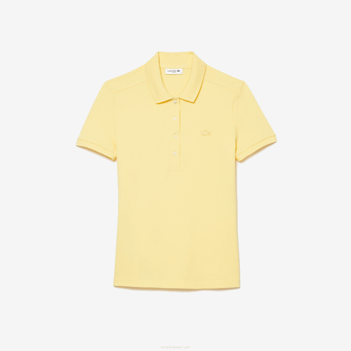 Lacoste Slim Fit Stretch Cotton Pique Polo 646T2486 Yellow 107 Women