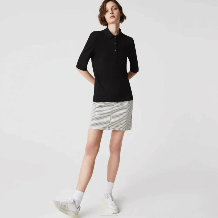Lacoste Slim Fit Supple Cotton Polo 646T2515 Black 031 Women