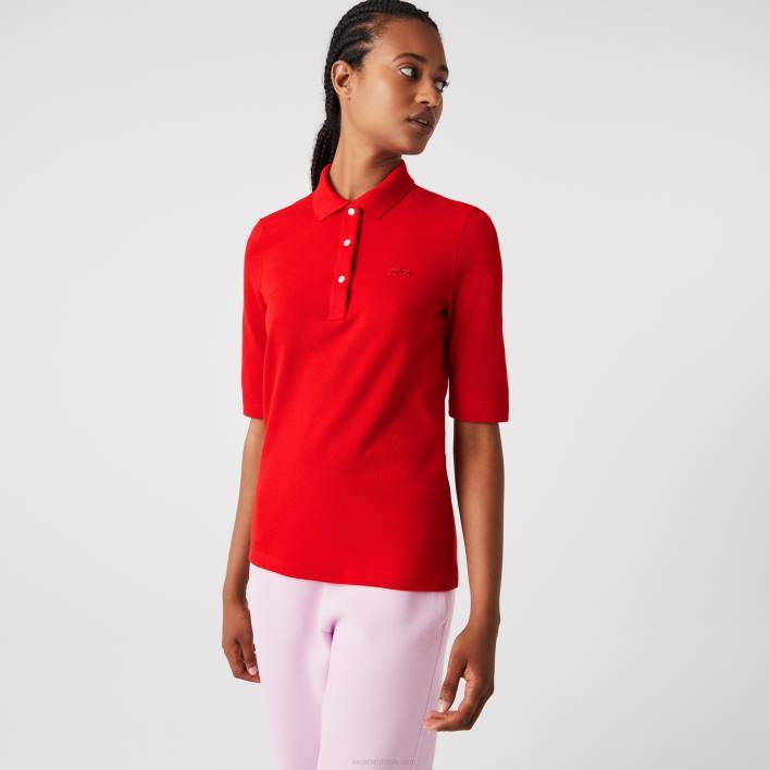 Lacoste Slim Fit Supple Cotton Polo 646T2516 Red 240 Women