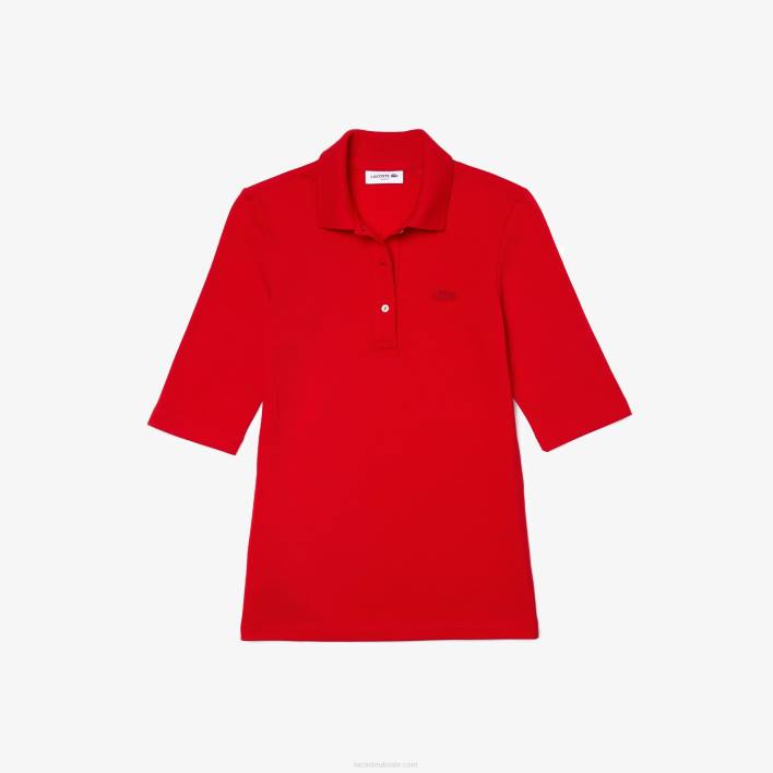 Lacoste Slim Fit Supple Cotton Polo 646T2516 Red 240 Women
