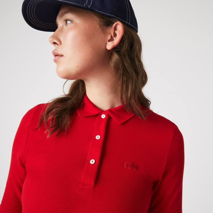 Lacoste Slim Fit Supple Cotton Polo 646T2516 Red 240 Women