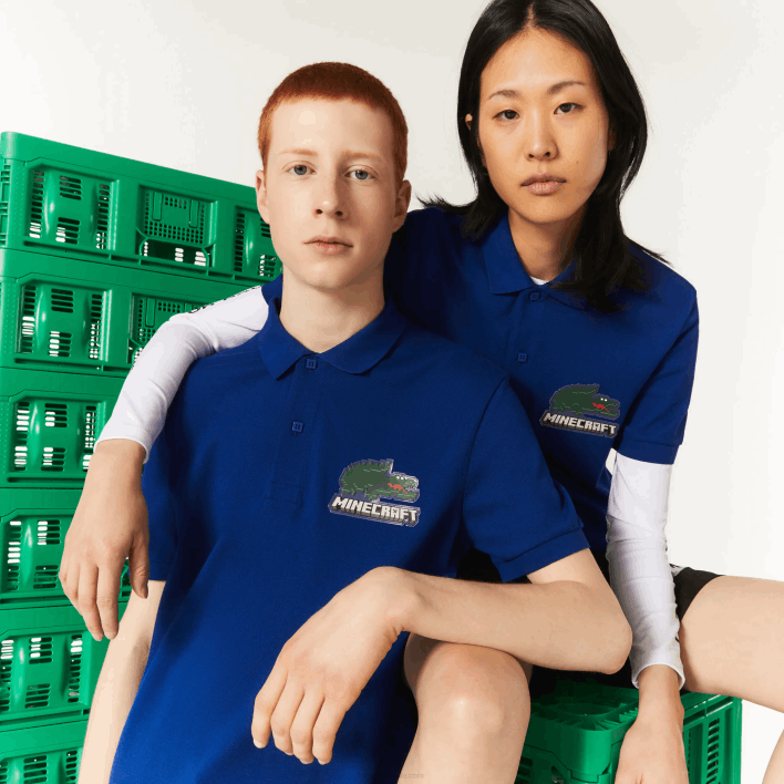 Lacoste x Minecraft Classic Fit Organic Cotton Polo 646T942 Blue BDM Women