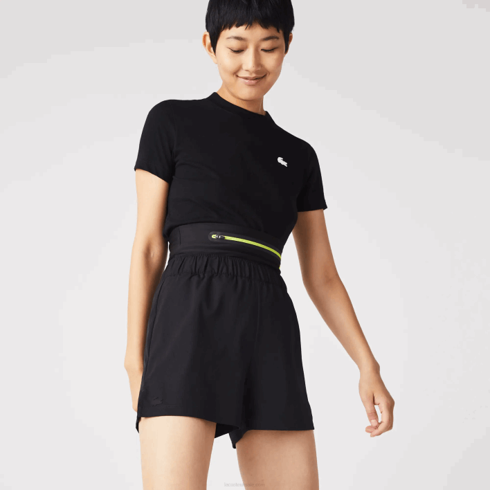 Lacoste SPORT Removable Belt Shorts 646T2644 Black C31 Women