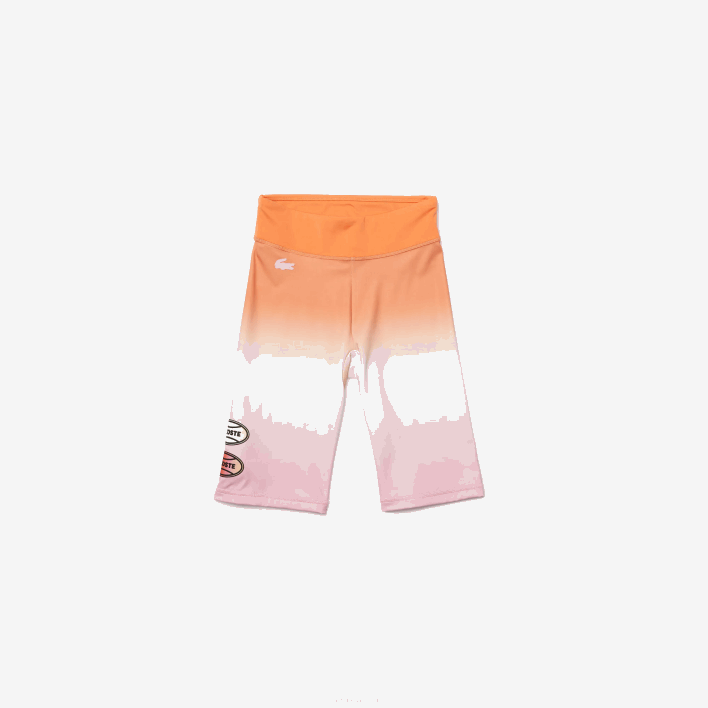 Lacoste SPORT Summer Pack Gradient Bike Shorts 646T2661 Pink White Orange DFK Women