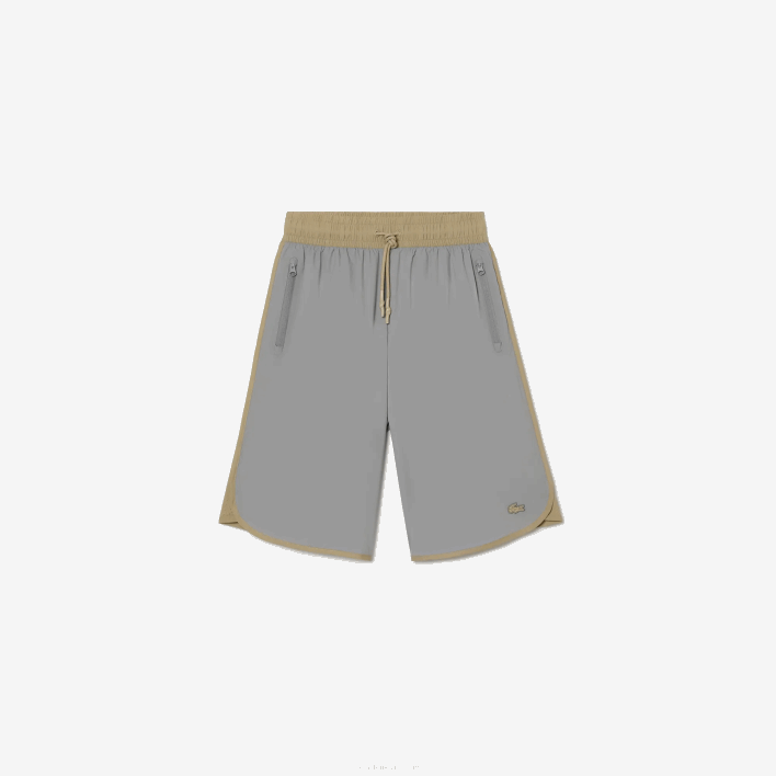 Lacoste Two-Tone Bermuda Shorts 646T2451 Grey Beige 7MT Women