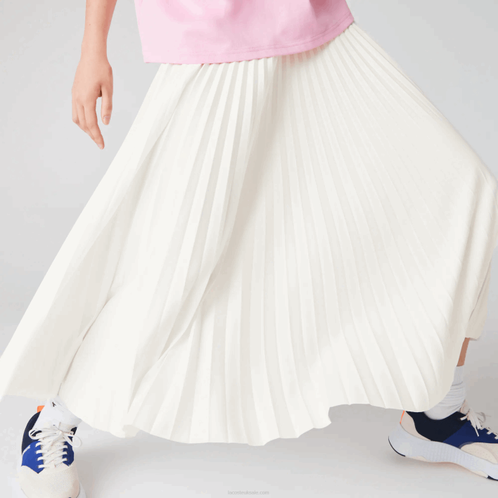 Lacoste Branded Elasticised Pleated Skirt 646T2603 White 70V Women