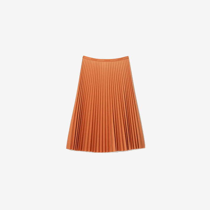 Lacoste Elasticized Waist Flowing Pleated Skirt 646T2599 Orange WWC Women