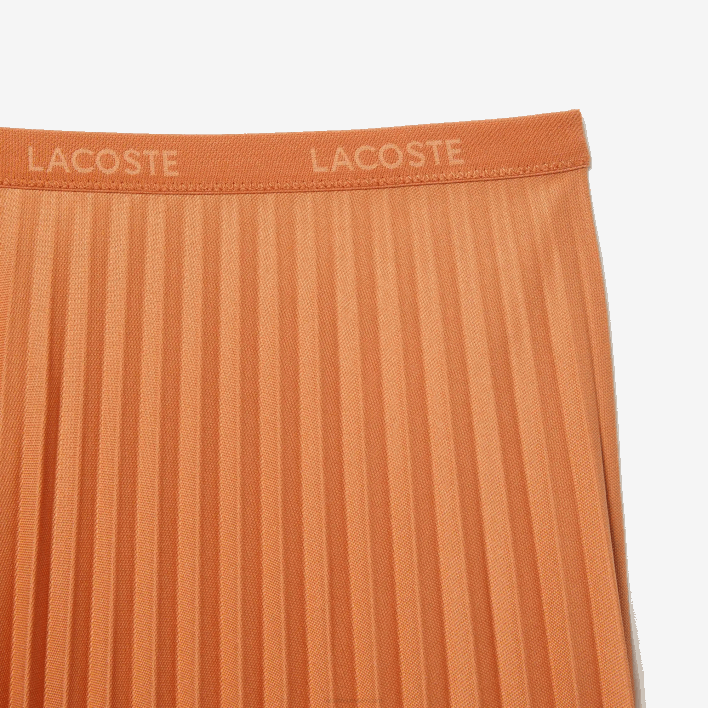 Lacoste Elasticized Waist Flowing Pleated Skirt 646T2599 Orange WWC Women
